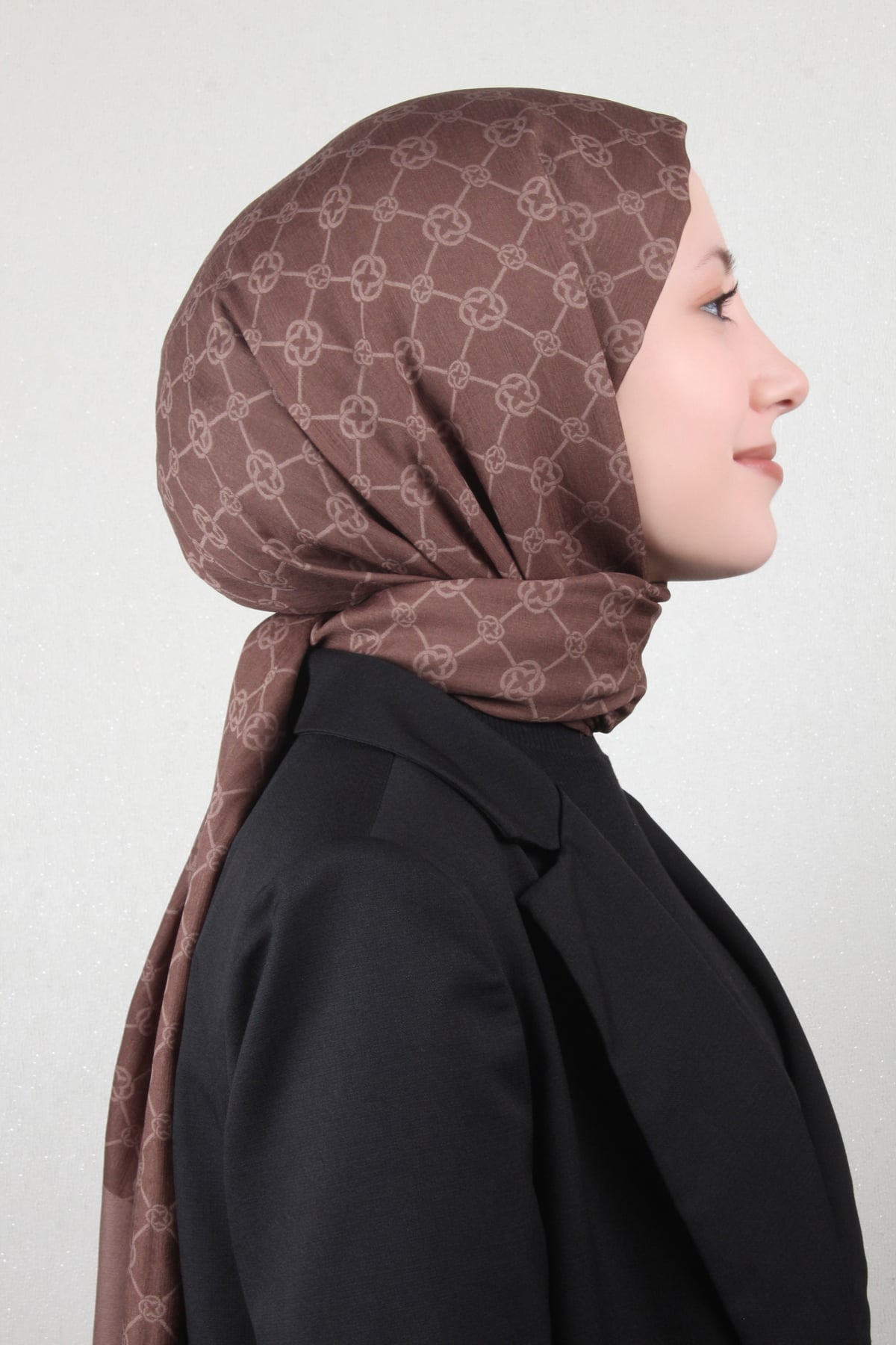 Aker Elegance Monogram Şal 4108-1 Kahve