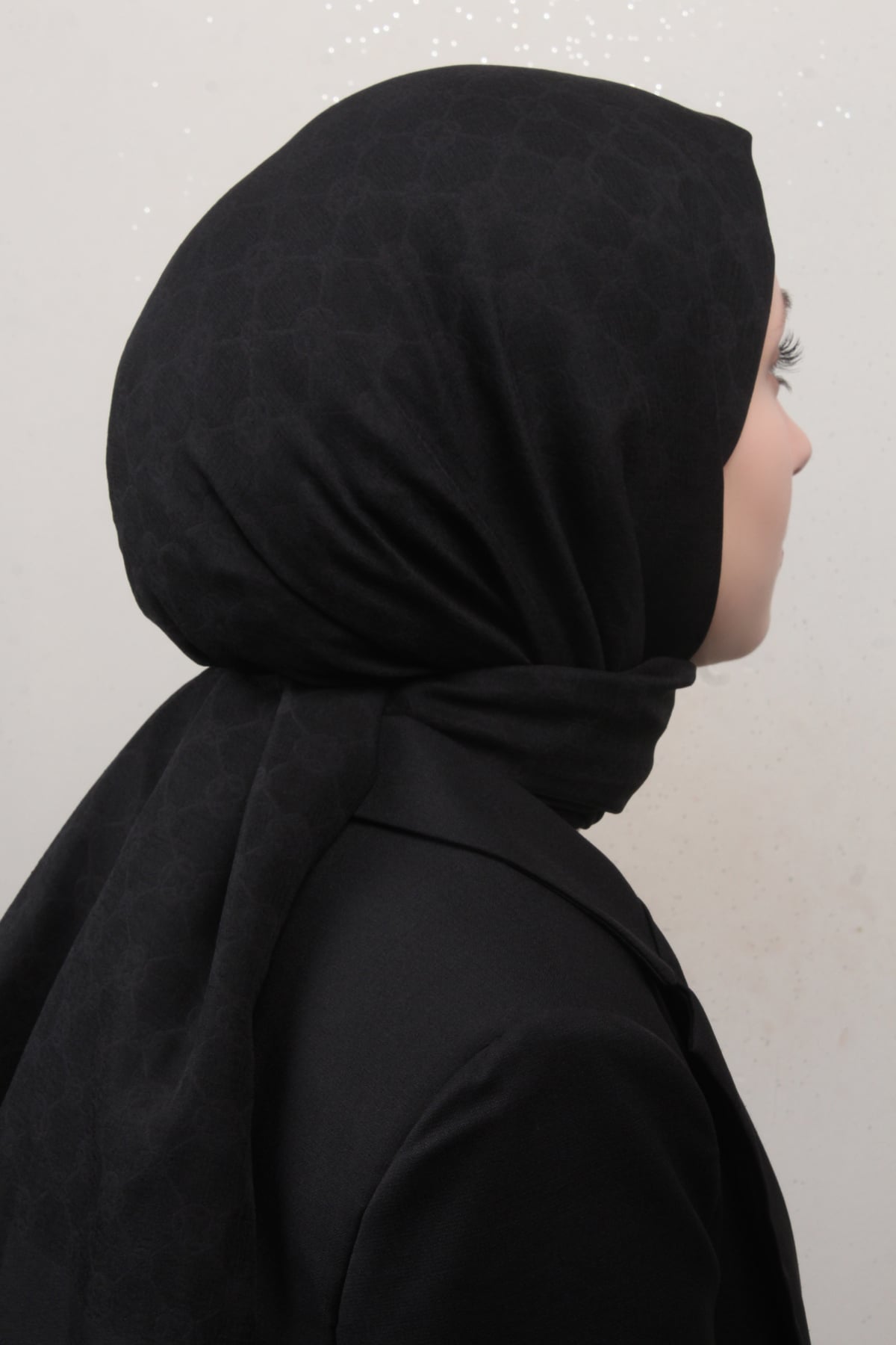 Aker Elegance Monogram Şal 4108-16 Siyah