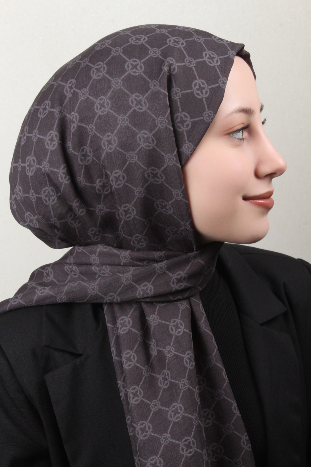 Aker Elegance Monogram Şal 4108-4 Füme