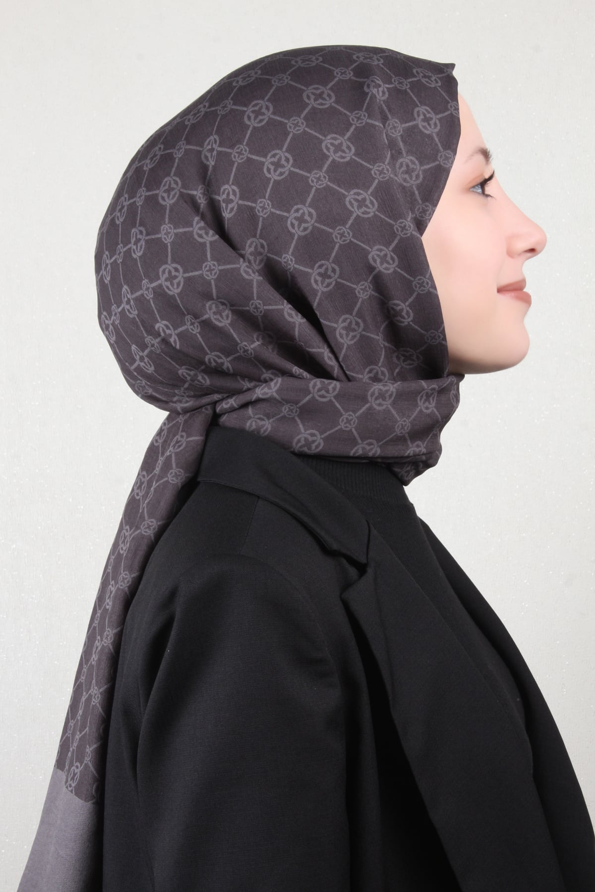 Aker Elegance Monogram Şal 4108-4 Füme