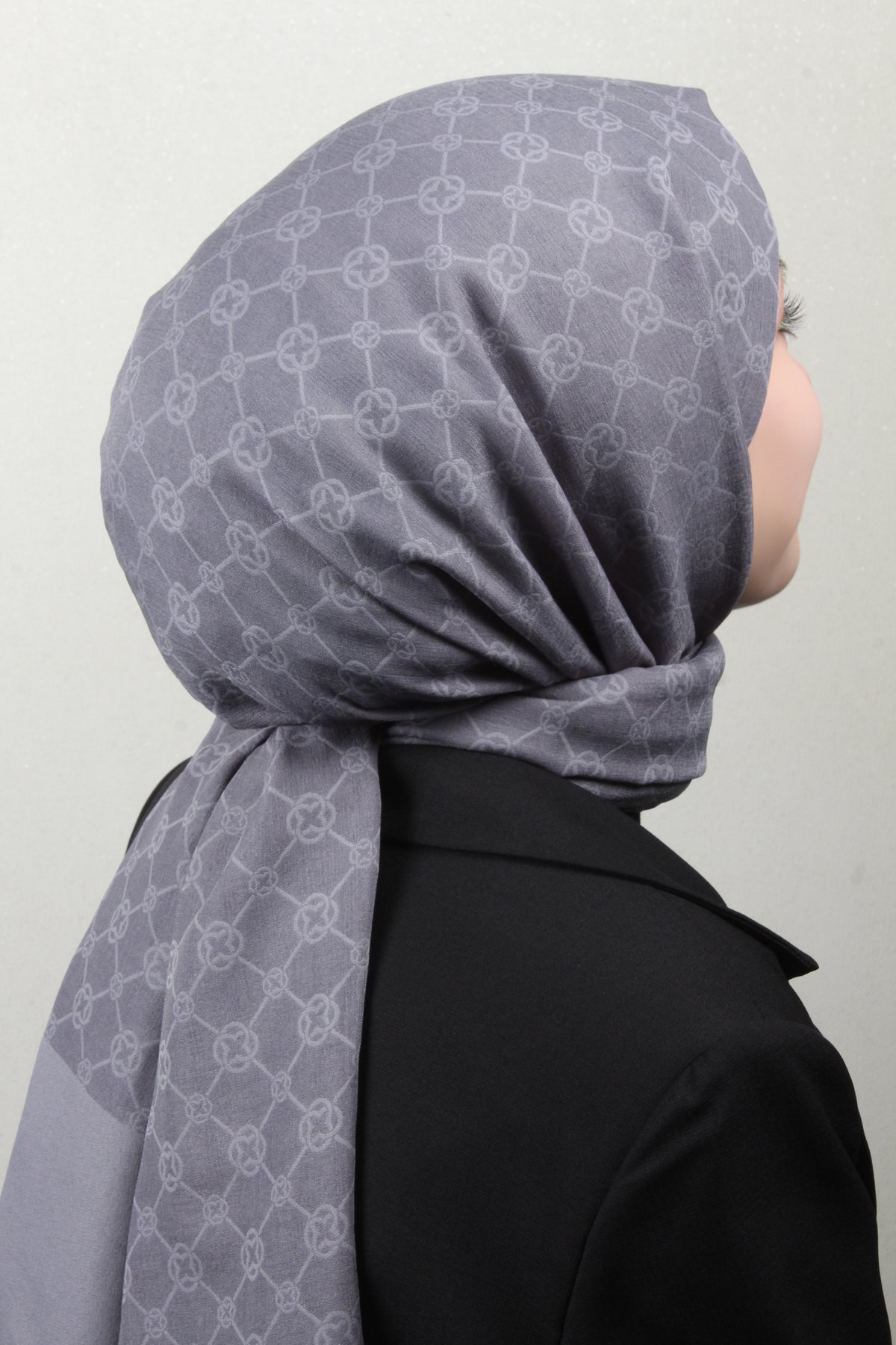 Aker Elegance Monogram Şal 4108-5 Gri