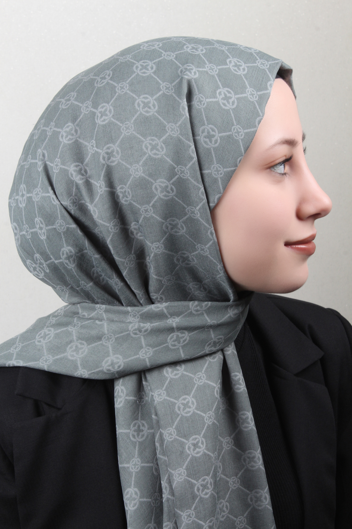 Aker Elegance Monogram Şal 4108-8 Mint Yeşili