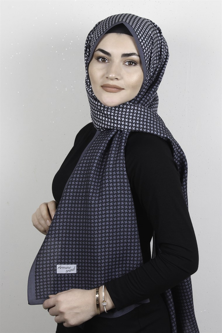 Armine Desenli Modal Şal 8684-5 Füme