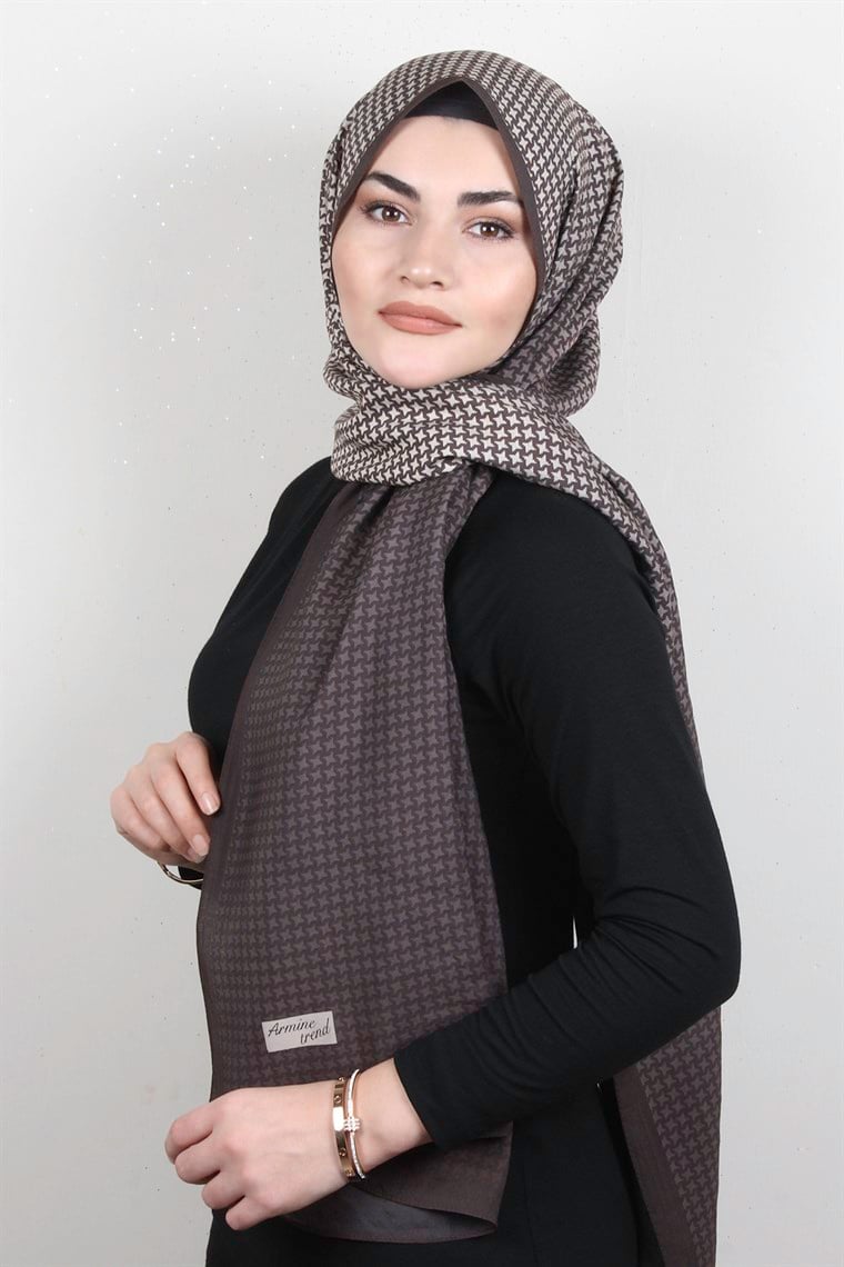 Armine Desenli Modal Şal 8684-7 Vizon