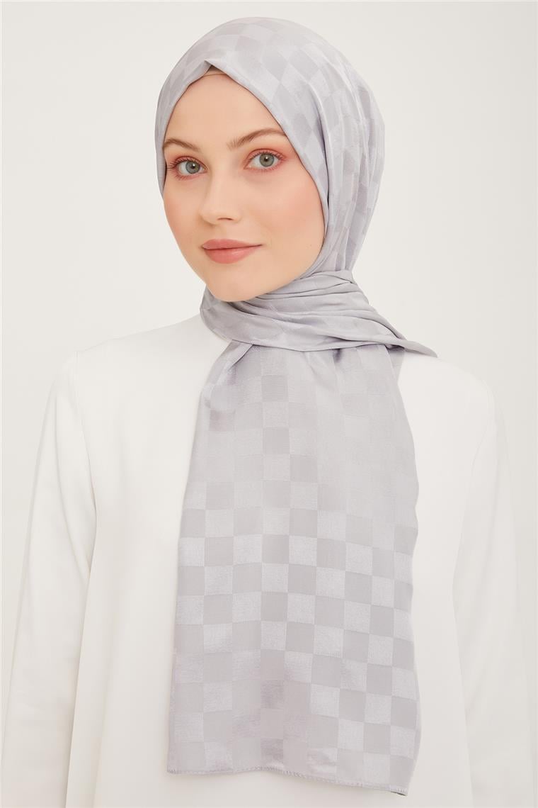 Armine Jakarlı Diamond Şal Dama 3096-10 Gümüş