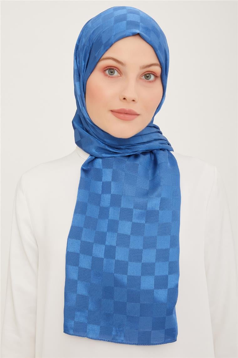Armine Jakarlı Diamond Şal Dama 3096-2 İndigo