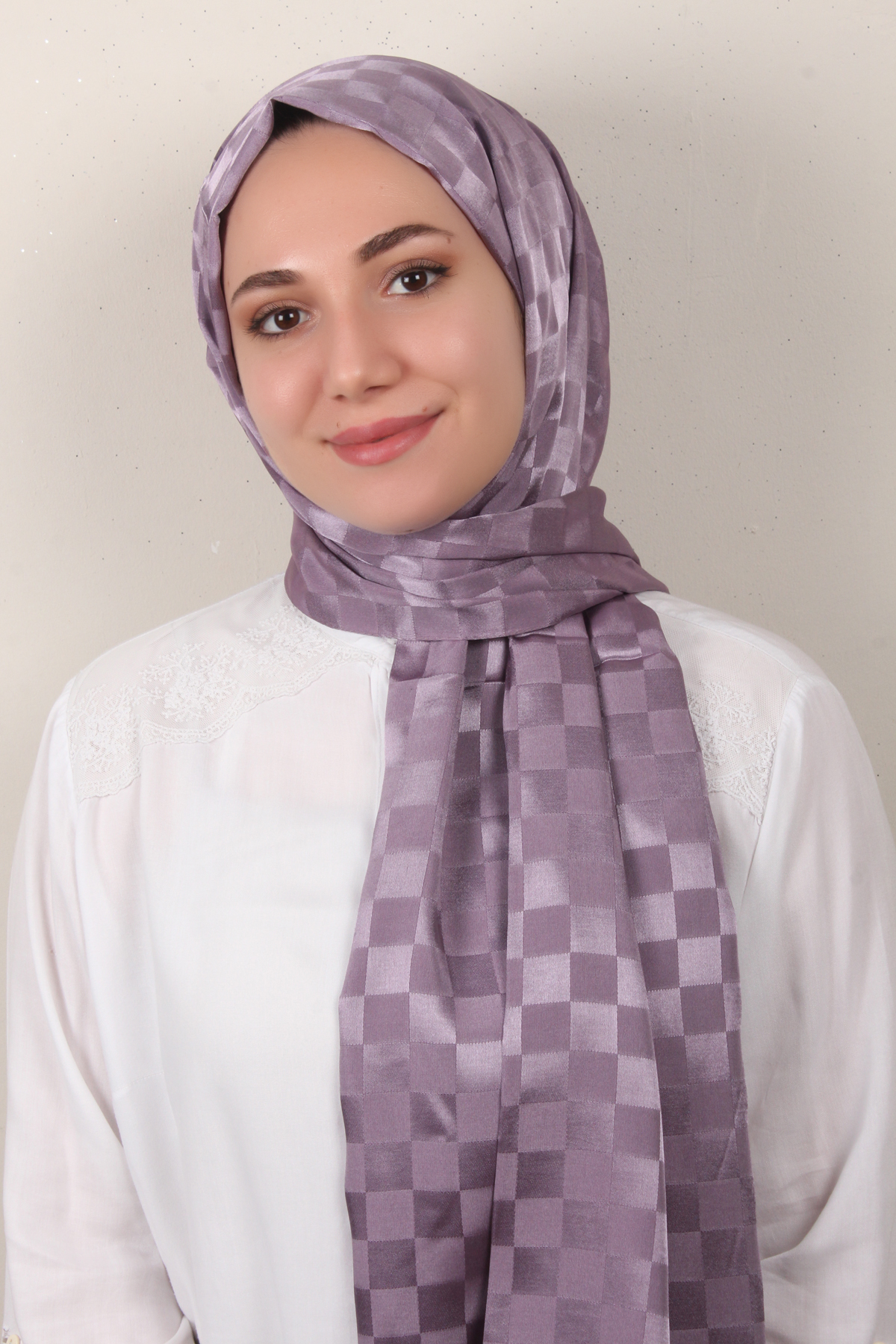 Armine Jakarlı Diamond Şal Dama 3096-23 Leylak