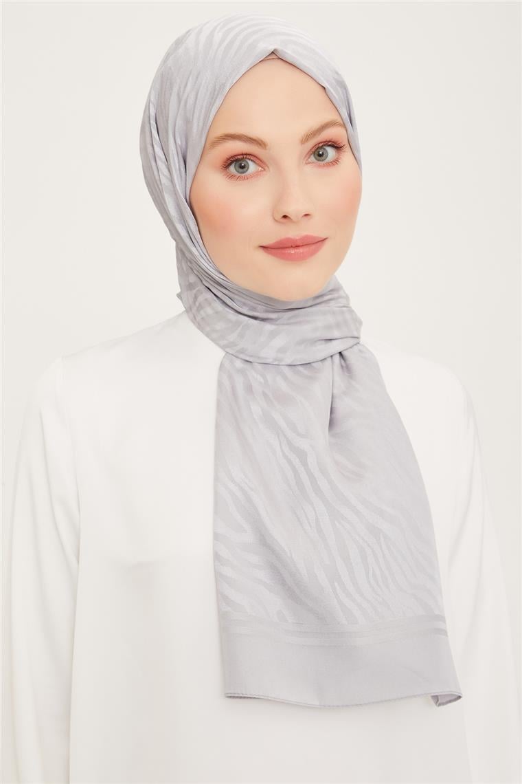 Armine Jakarlı Diamond Şal Zebra 3094-10 Gümüş