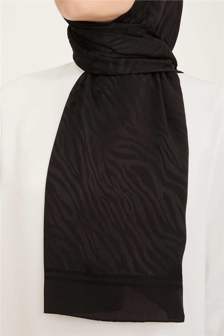 Armine Jakarlı Diamond Şal Zebra 3094-12 Siyah
