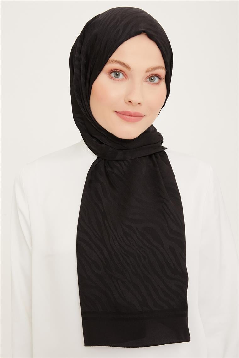 Armine Jakarlı Diamond Şal Zebra 3094-12 Siyah