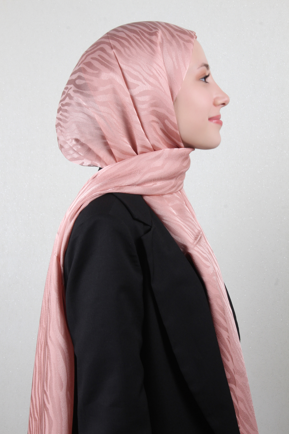 Armine Jakarlı Diamond Şal Zebra 3094-15 Pastel Pembe