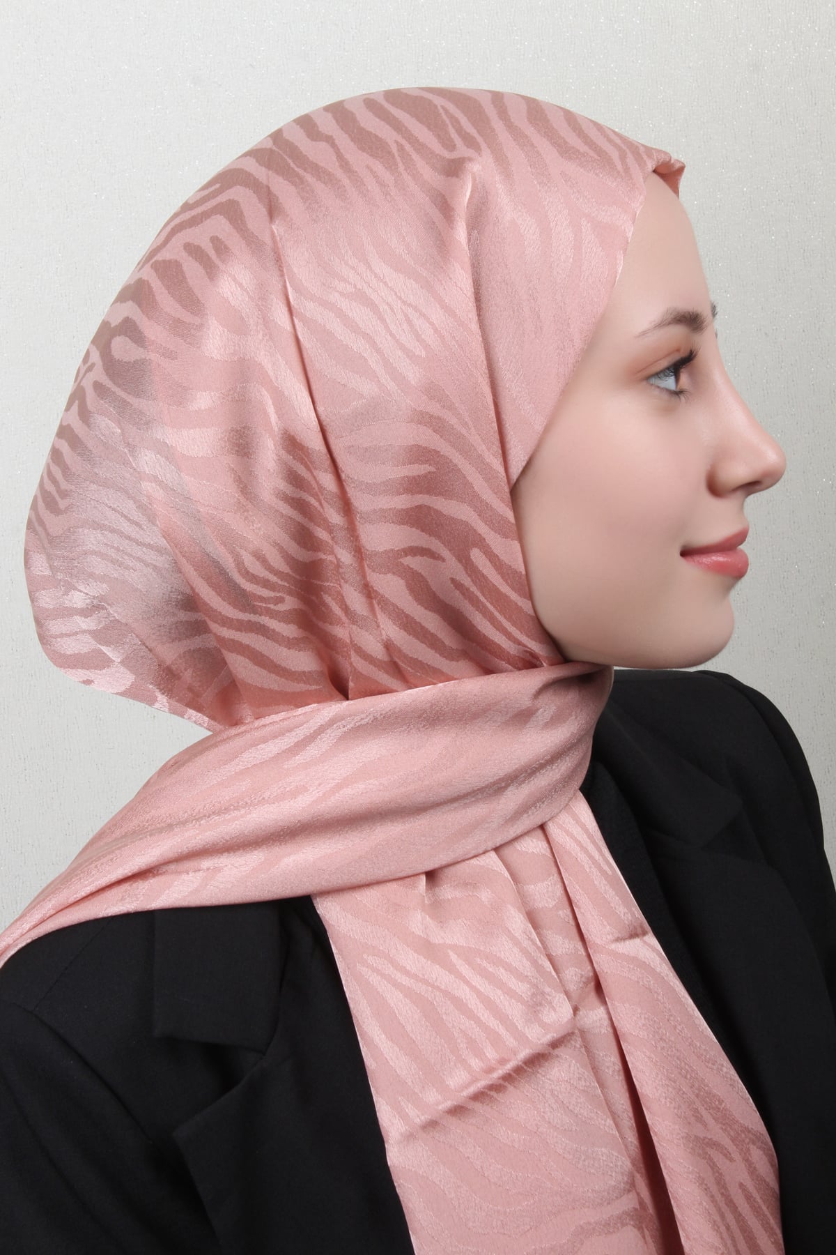 Armine Jakarlı Diamond Şal Zebra 3094-15 Pastel Pembe