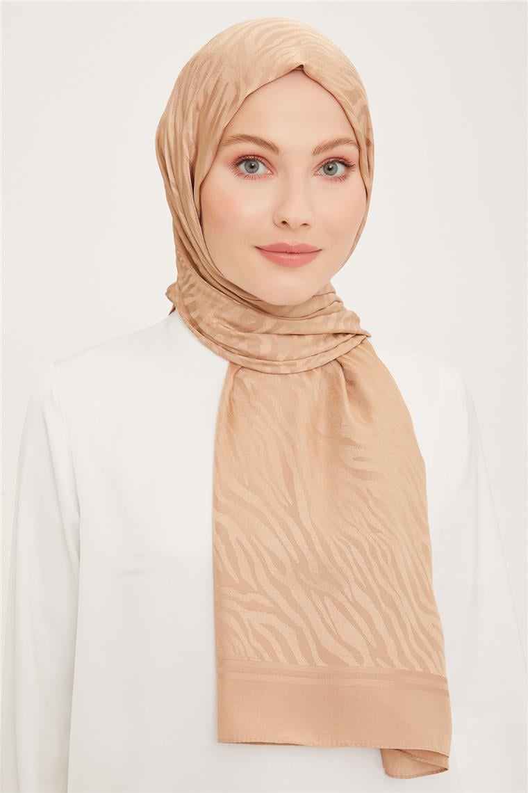 Armine Jakarlı Diamond Şal Zebra 3094-4  Bej