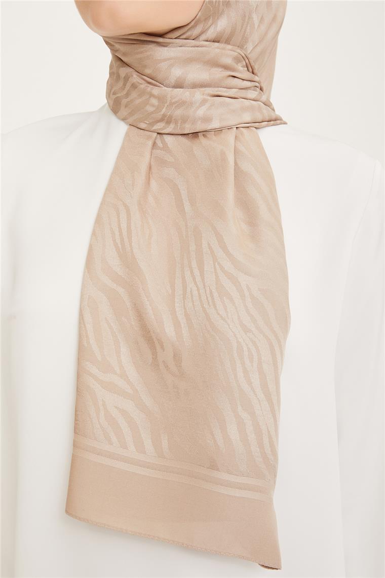 Armine Jakarlı Diamond Şal Zebra 3094-6 Sütlü Kahve