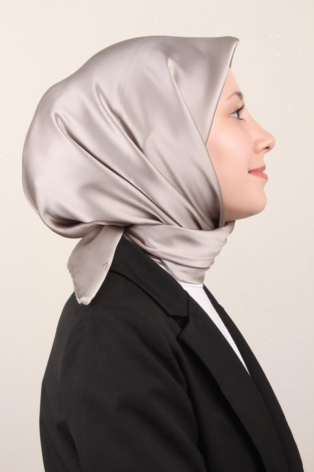 Armine Düz İpek Eşarp 0010-20 Koyu Taş