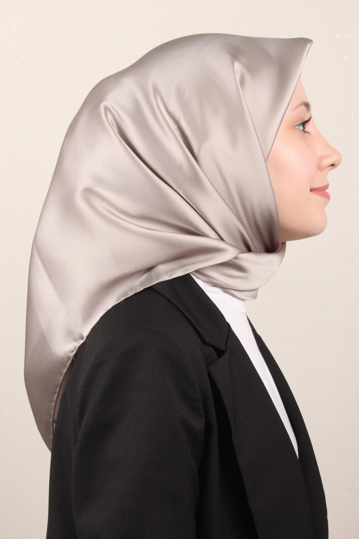 Armine Düz İpek Eşarp 0010-20 Koyu Taş