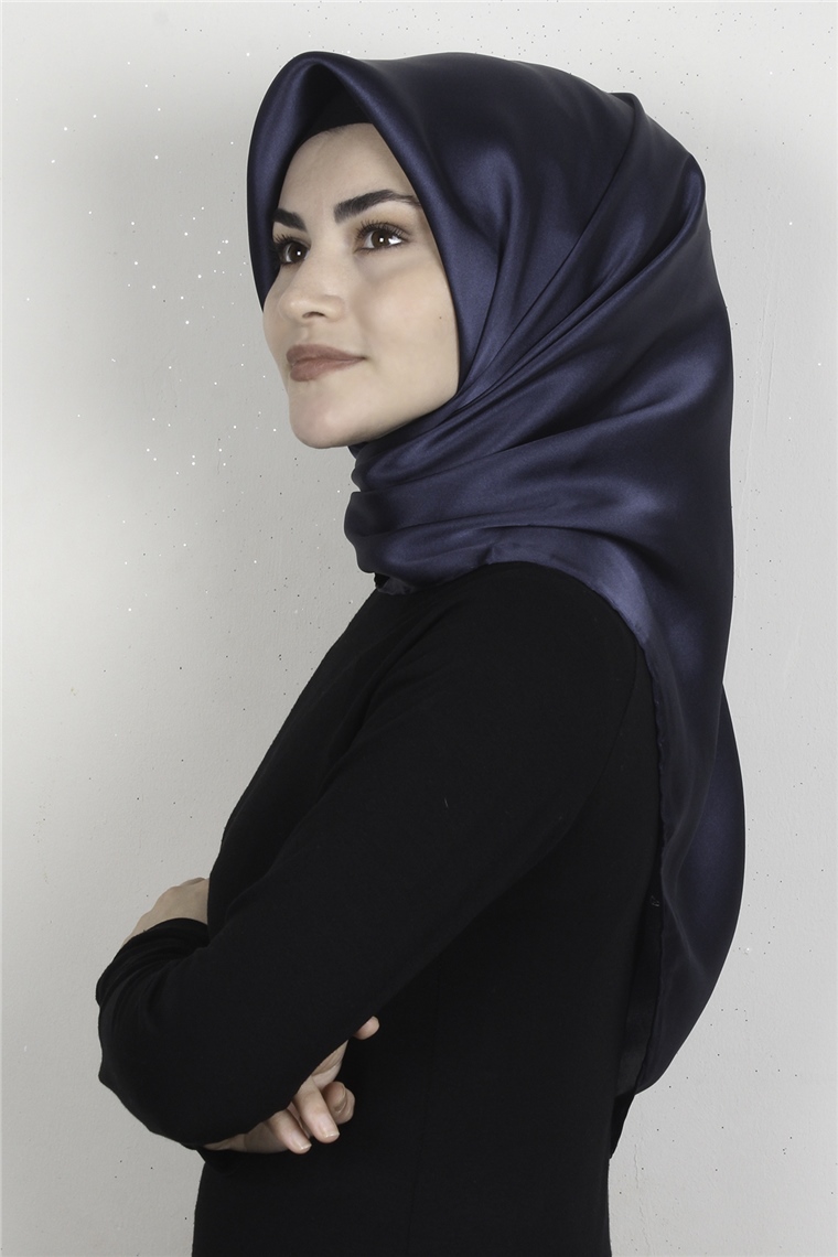 Armine Düz İpek Eşarp 7440-15 Lacivert