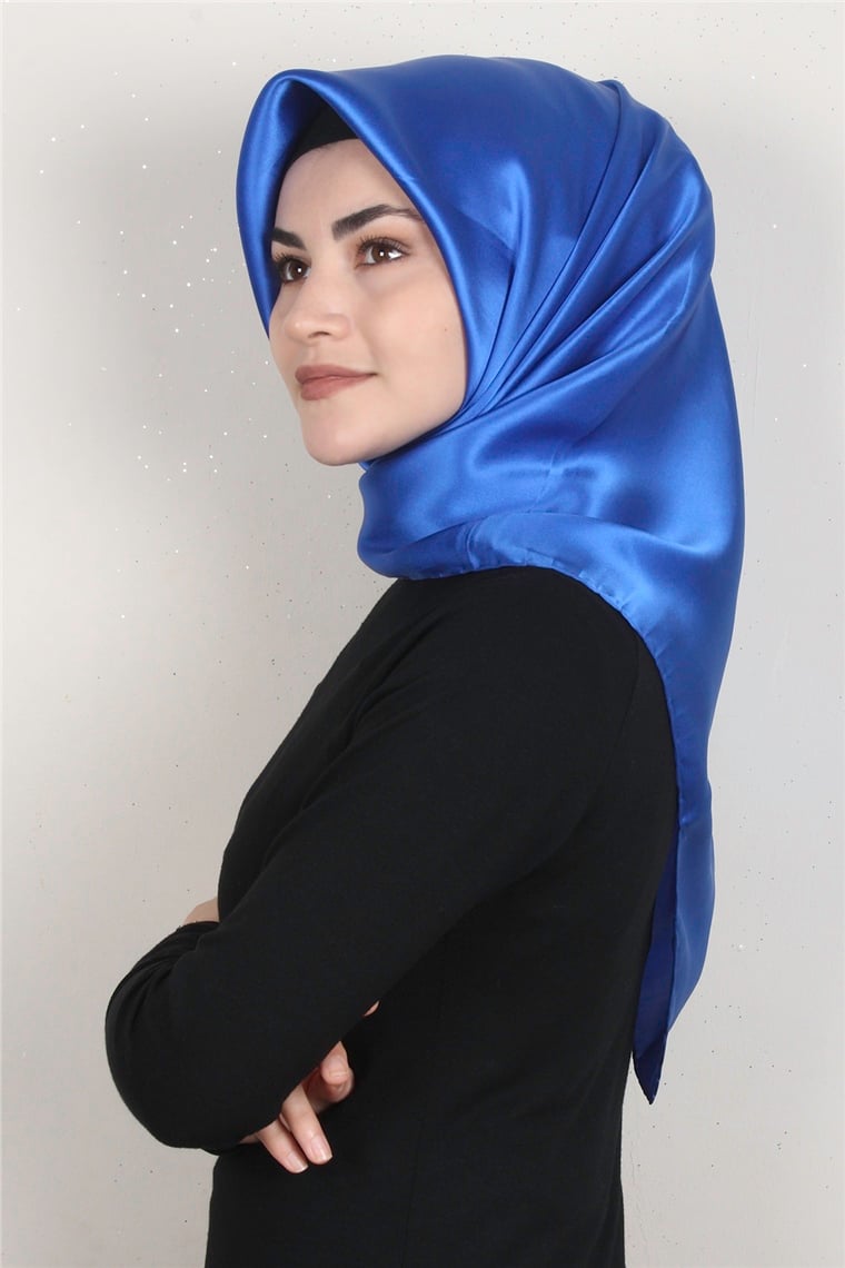 Armine Düz İpek Eşarp 7440-16 Saks Mavisi