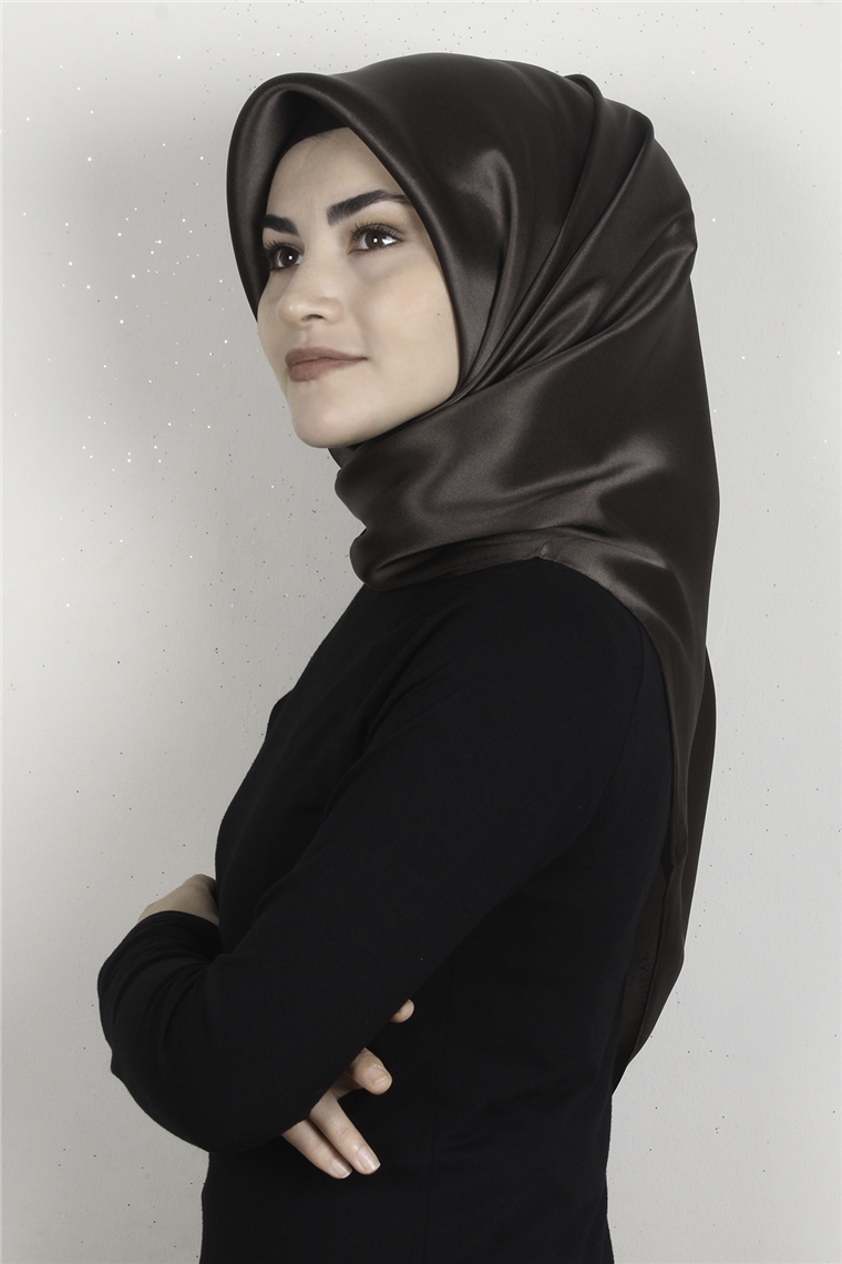 Armine Düz İpek Eşarp 7440-48 Kahverengi