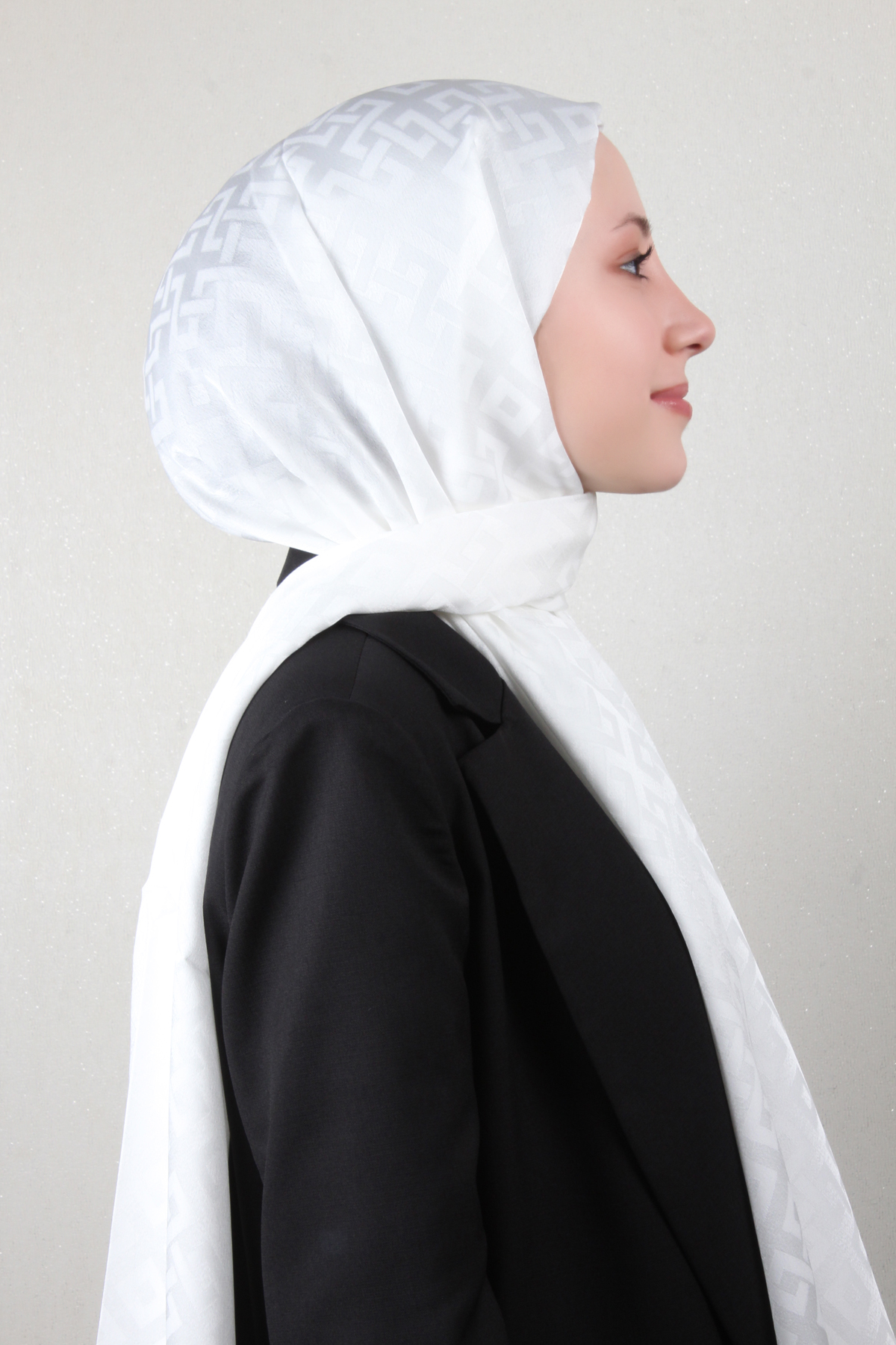 Armine Jakar İpeksi Şal 3110-4 Beyaz