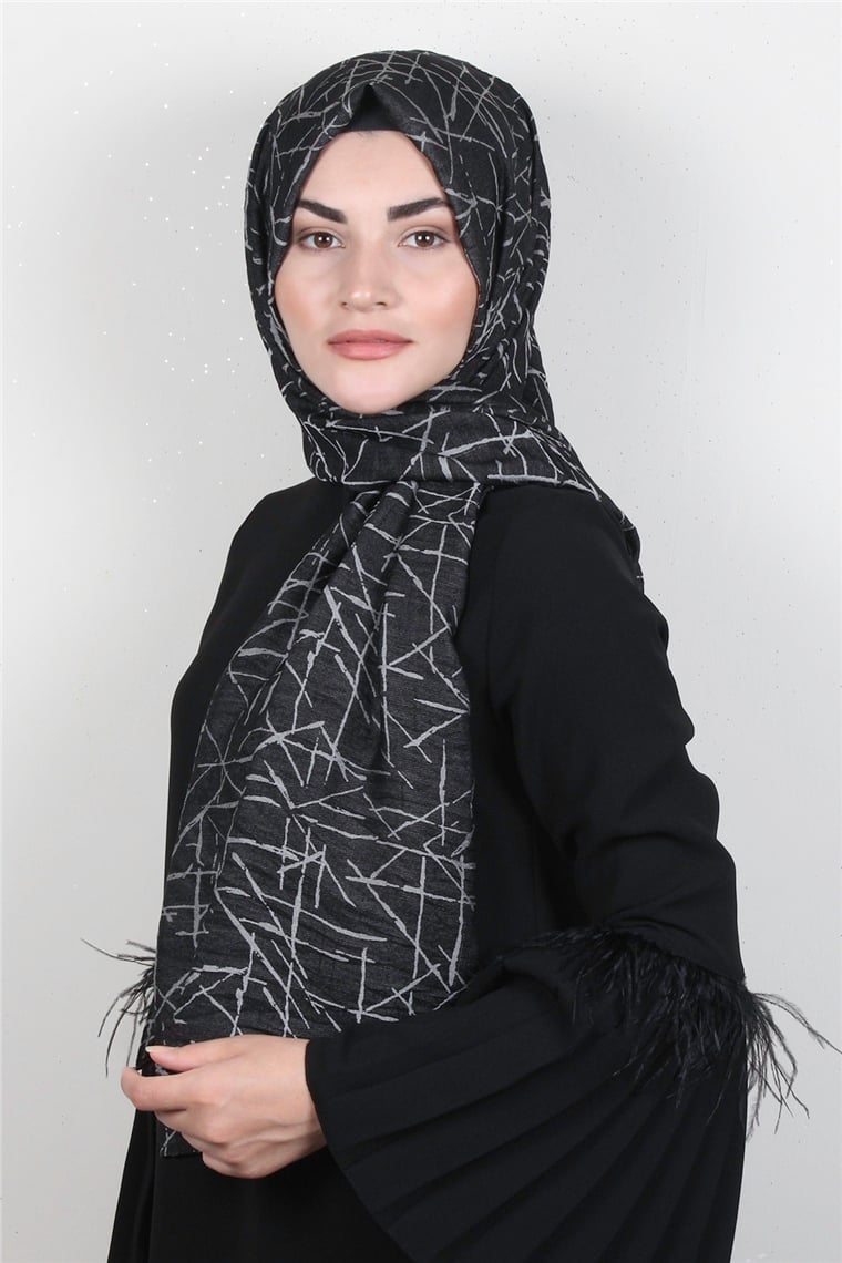 Armine Trend Lina Şal 1367-4 Geometrik-Siyah