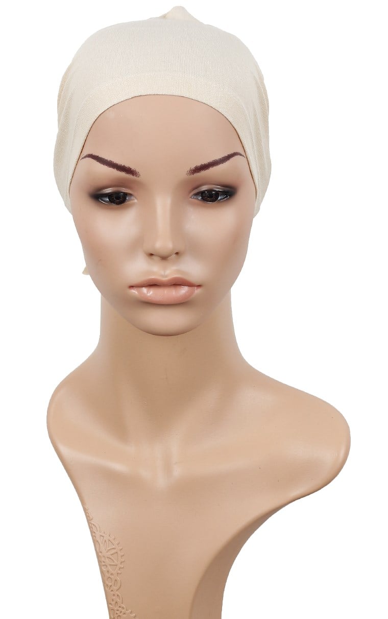 Likralı Bağlı Bone 2509-20  Ekru