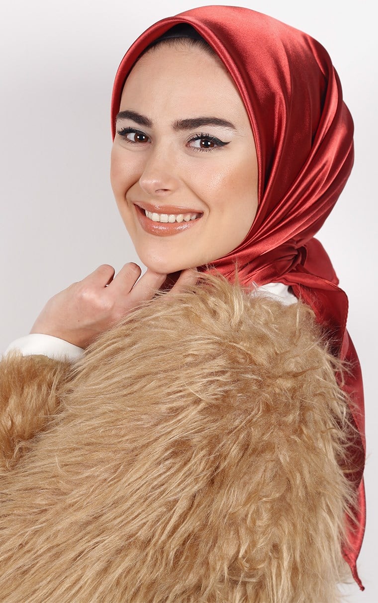 Düz Renk Saten Eşarp 1041-20