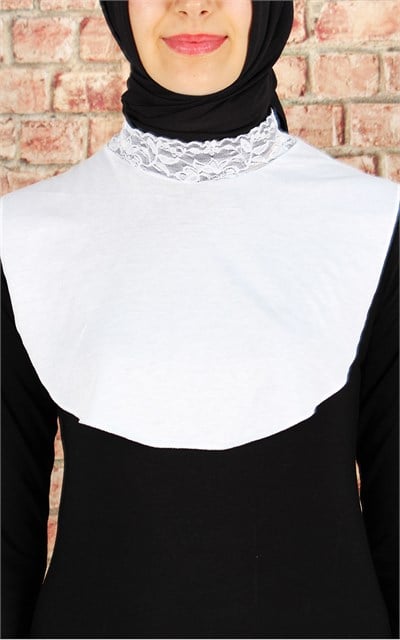 Viskon Dantelli Boyunluk 2516-4 Beyaz