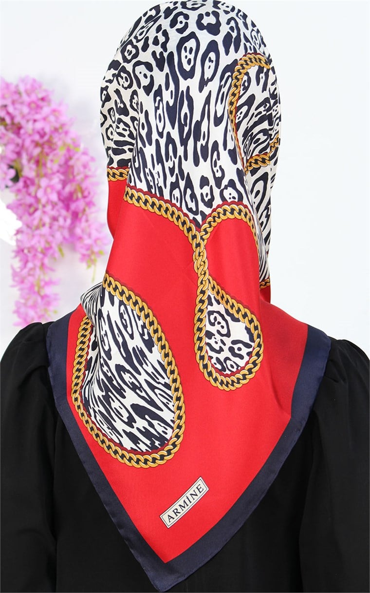 3559-11 ARMİNE İPEK KIRMIZI LACİVERT