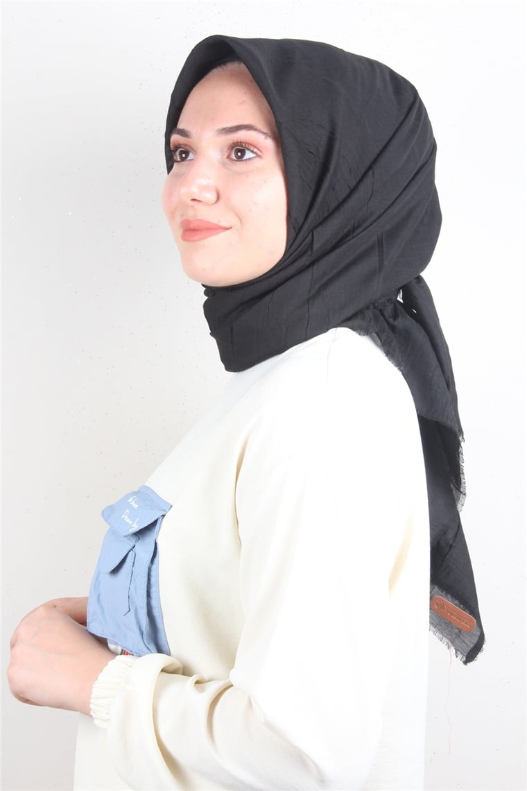 Bambu Kraşlı Eşarp 3081-15 Siyah