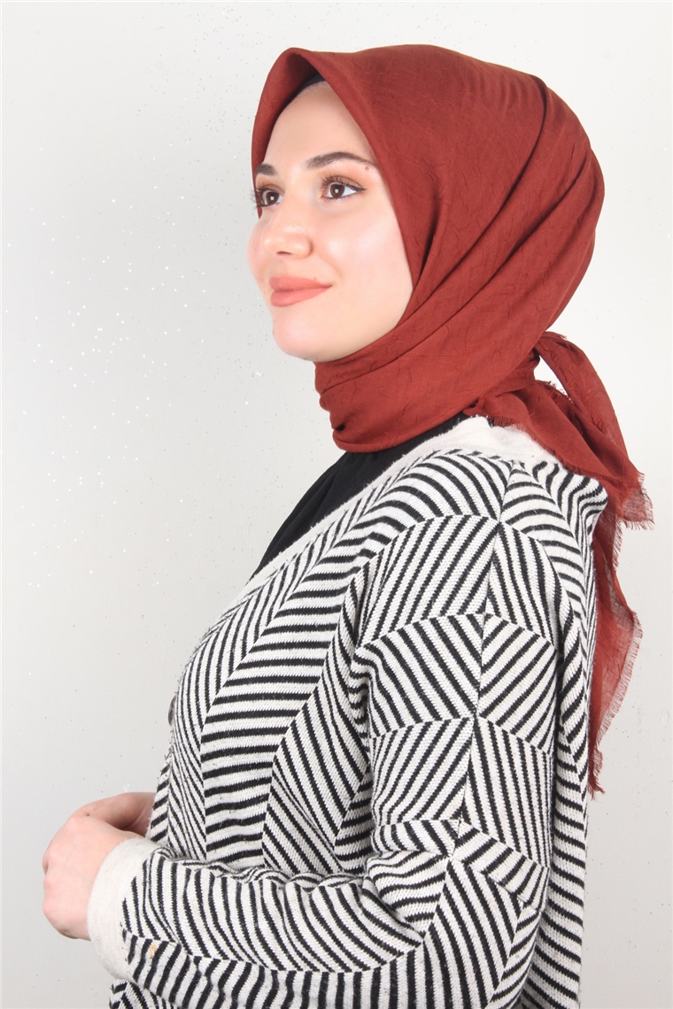 Bambu Kraşlı Eşarp 3081-26 Koyu Taba