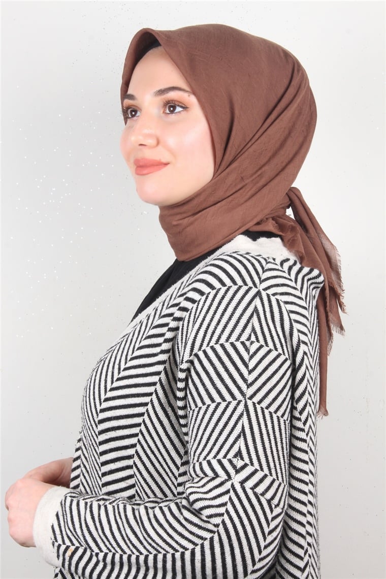 Bambu Kraşlı Eşarp 3081-30 Kahverengi