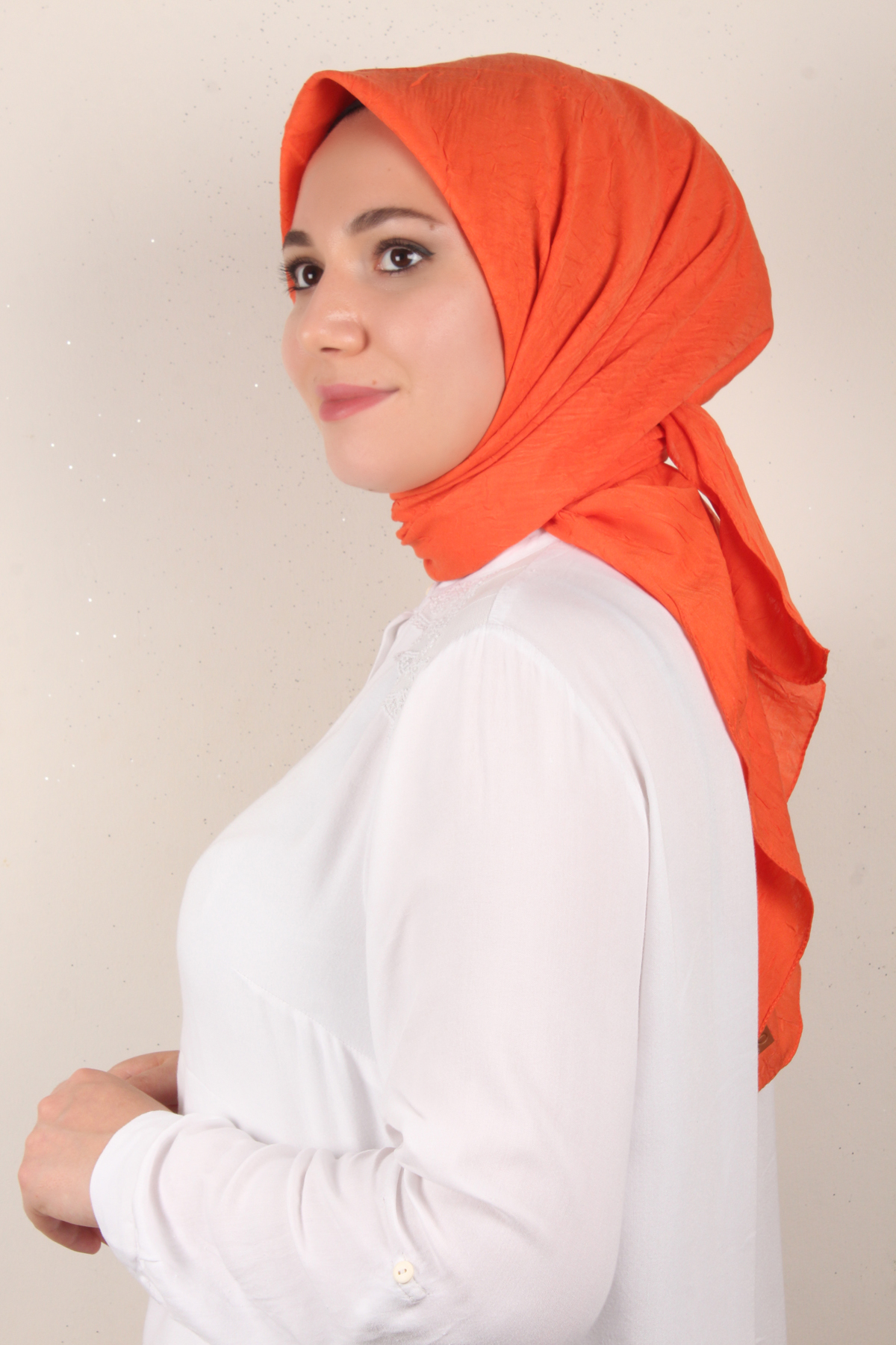 Bambu Kraşlı Eşarp 3081-47 Turuncu