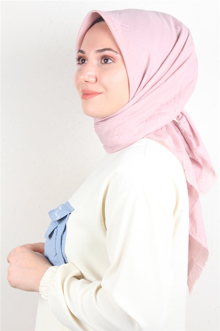 Bambu Kraşlı Eşarp 3081-6 Pudra