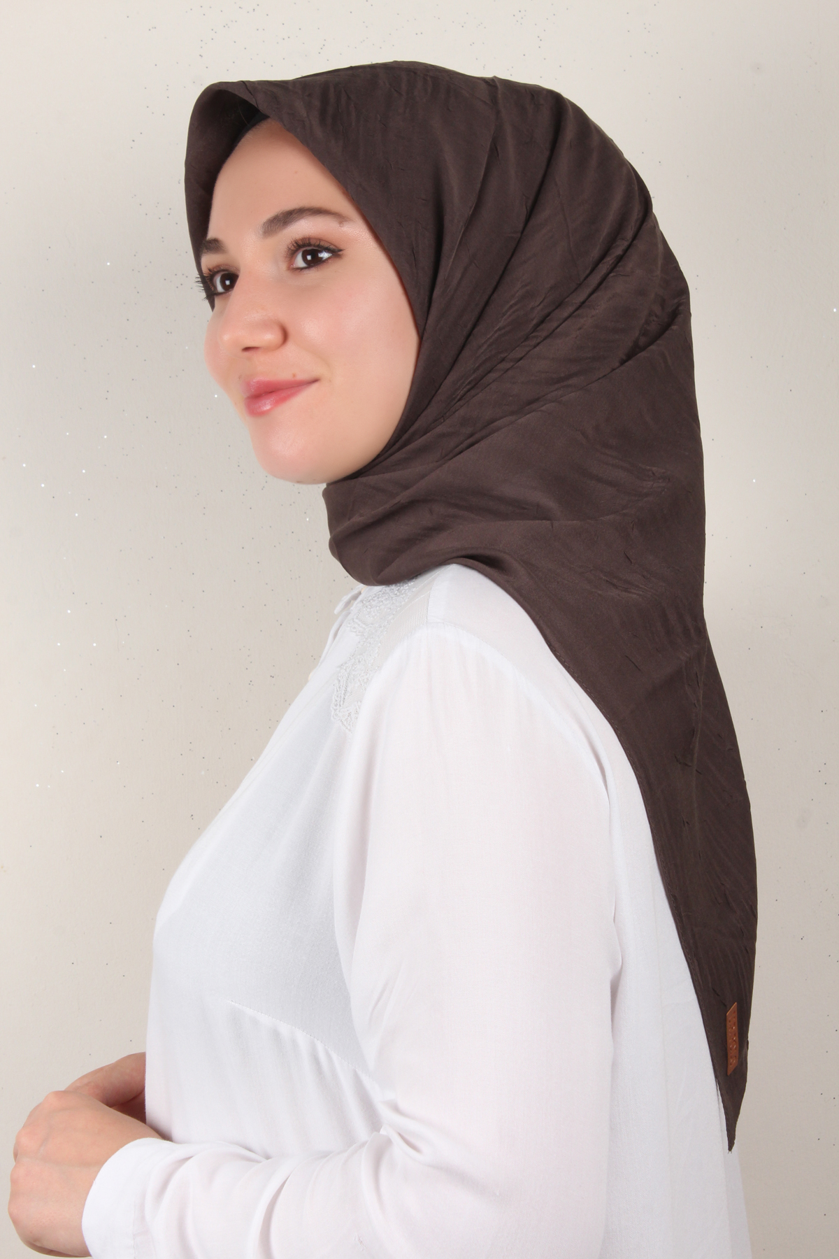 Bambu Kraşlı Eşarp 3081-61 Kahverengi