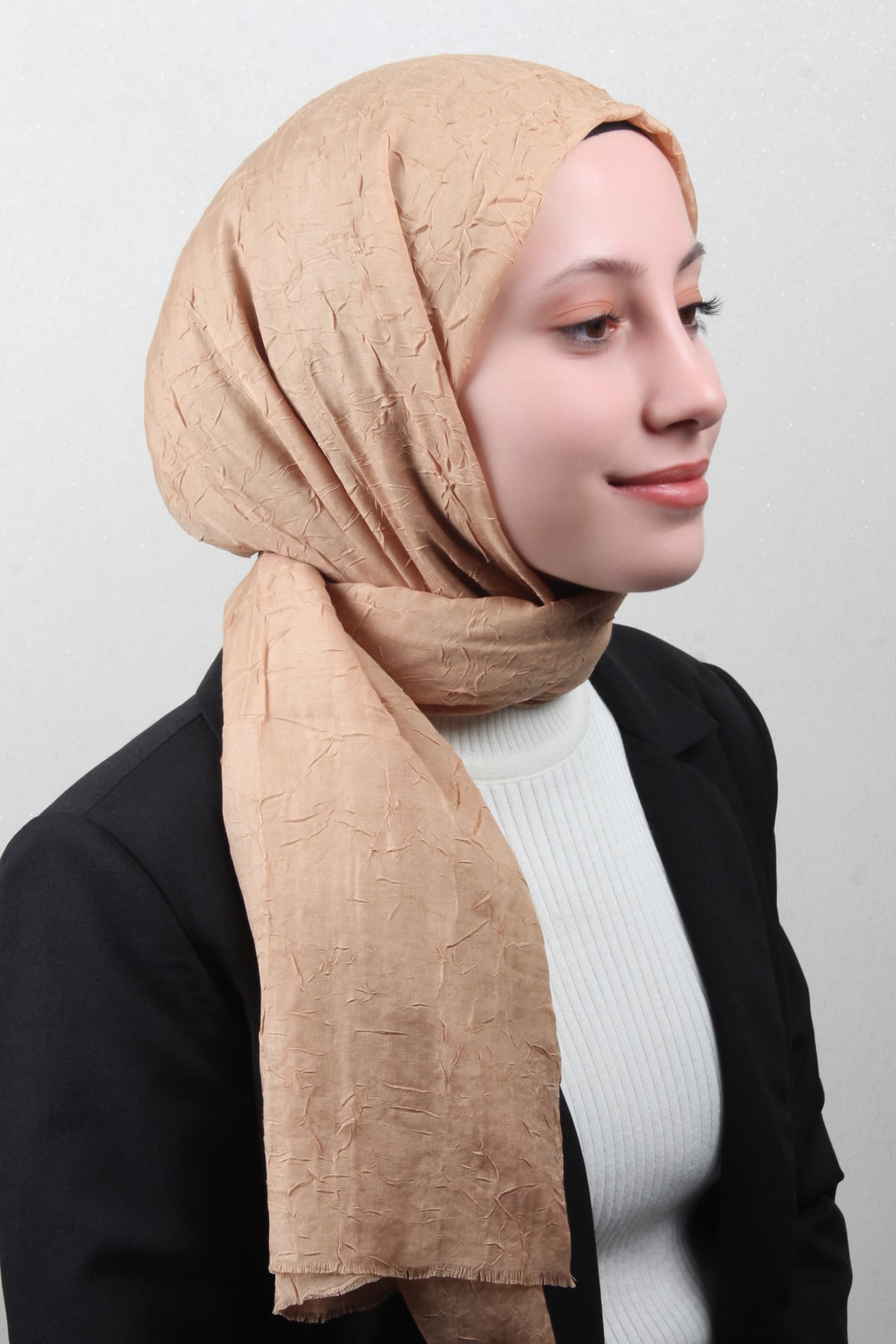 Bambu Kraşlı Şal 2724-102 Karamel
