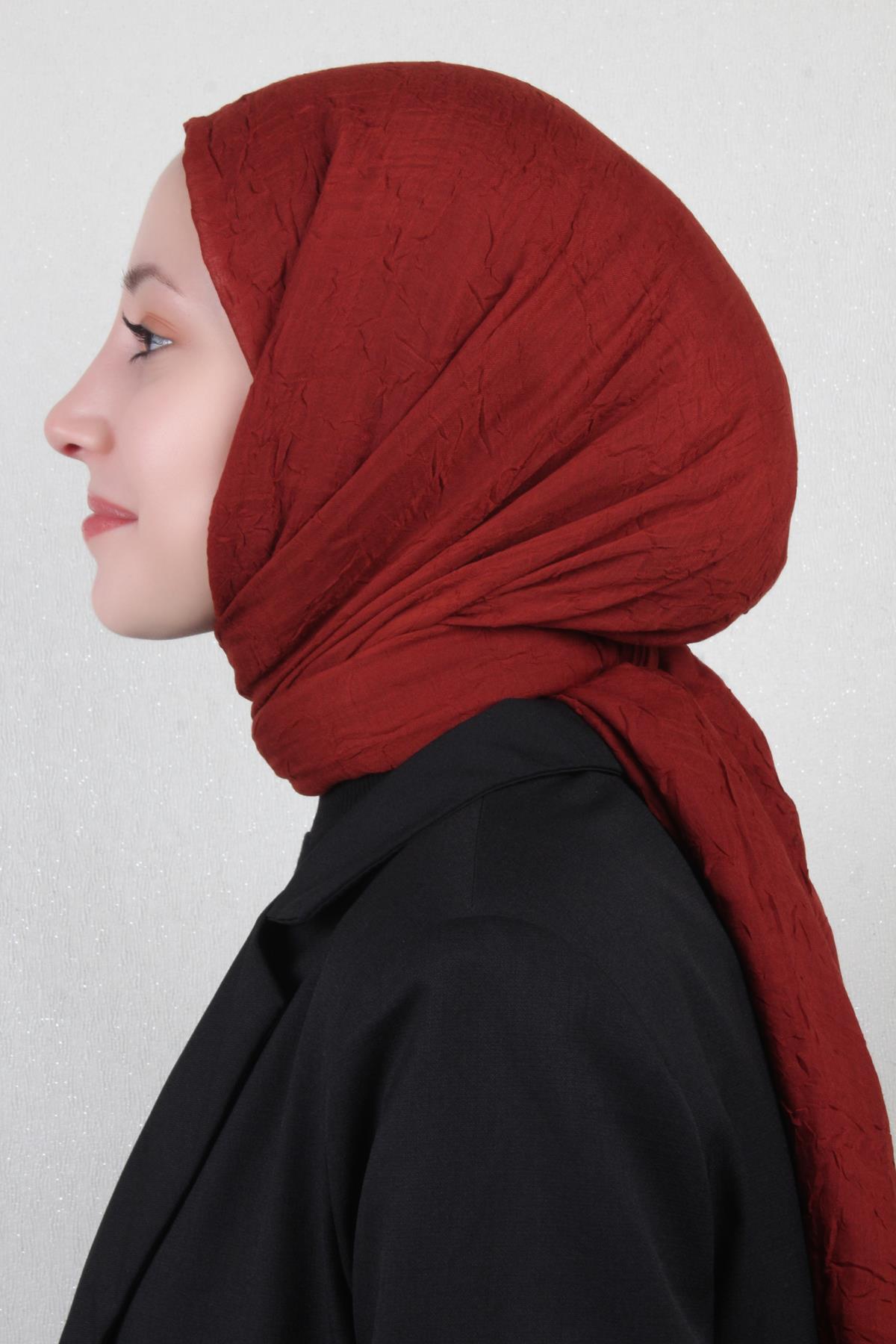 Bambu Kraşlı Şal 2724-115 Koyu Taba 