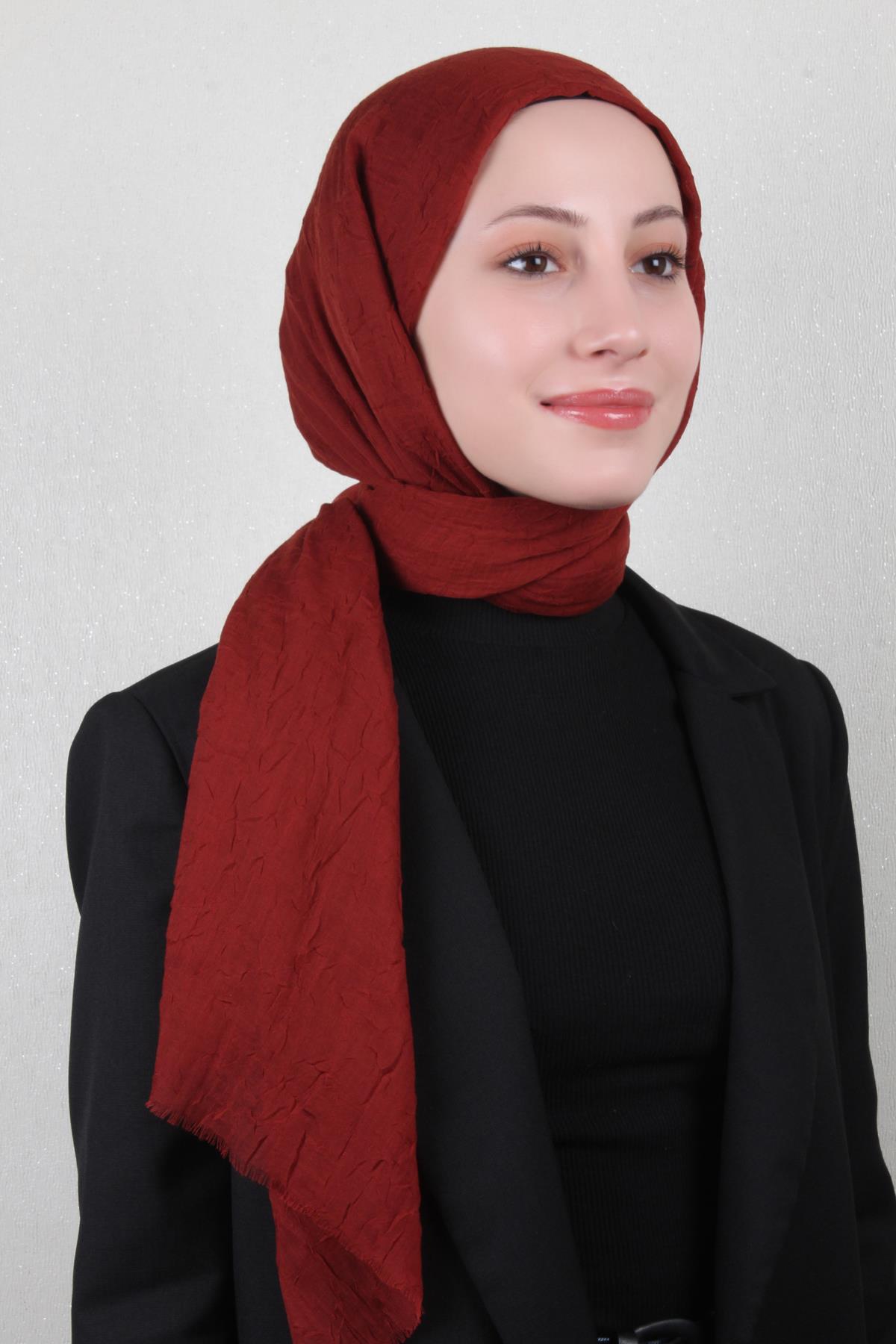 Bambu Kraşlı Şal 2724-115 Koyu Taba 