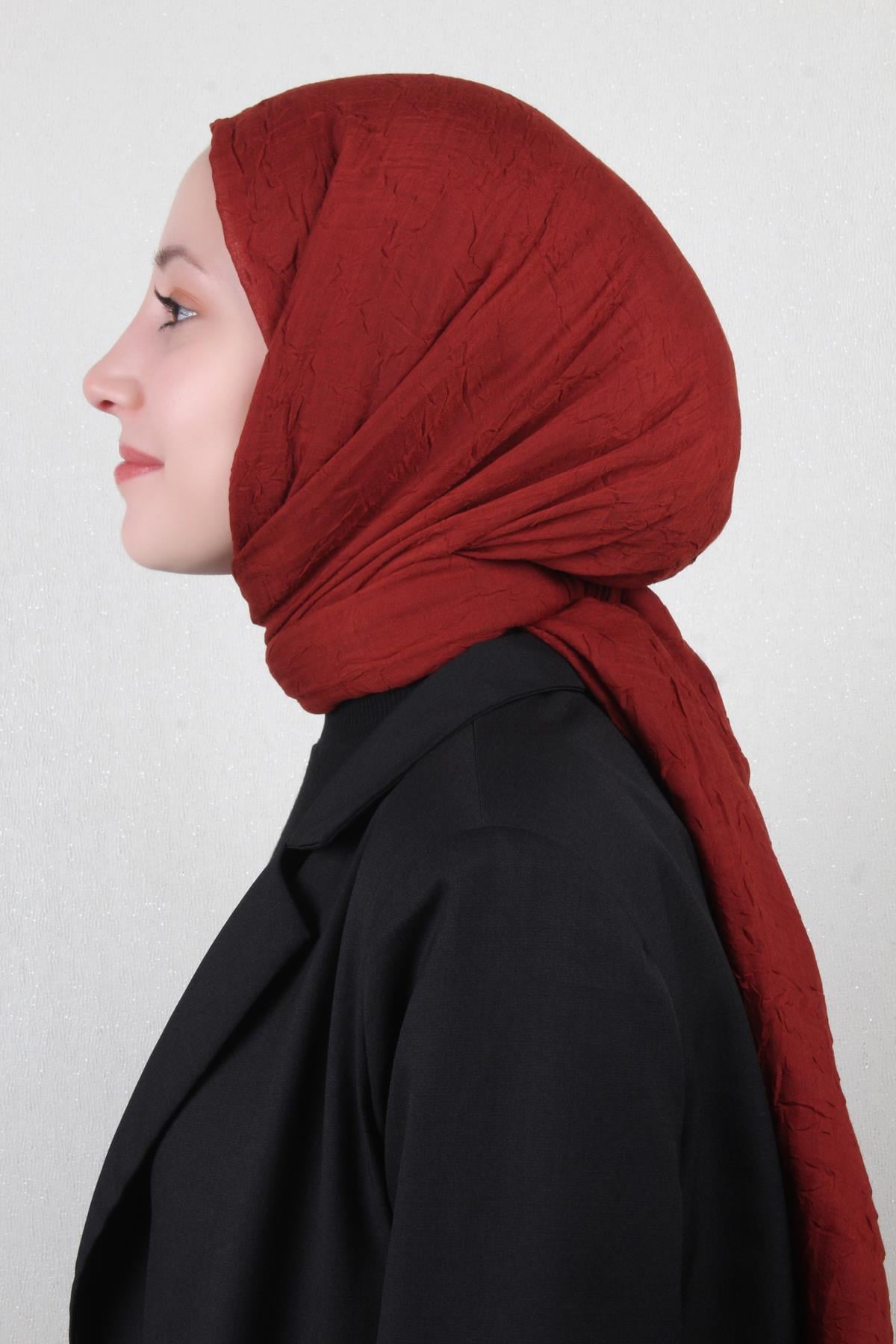 Bambu Kraşlı Şal 2724-115 Koyu Taba 