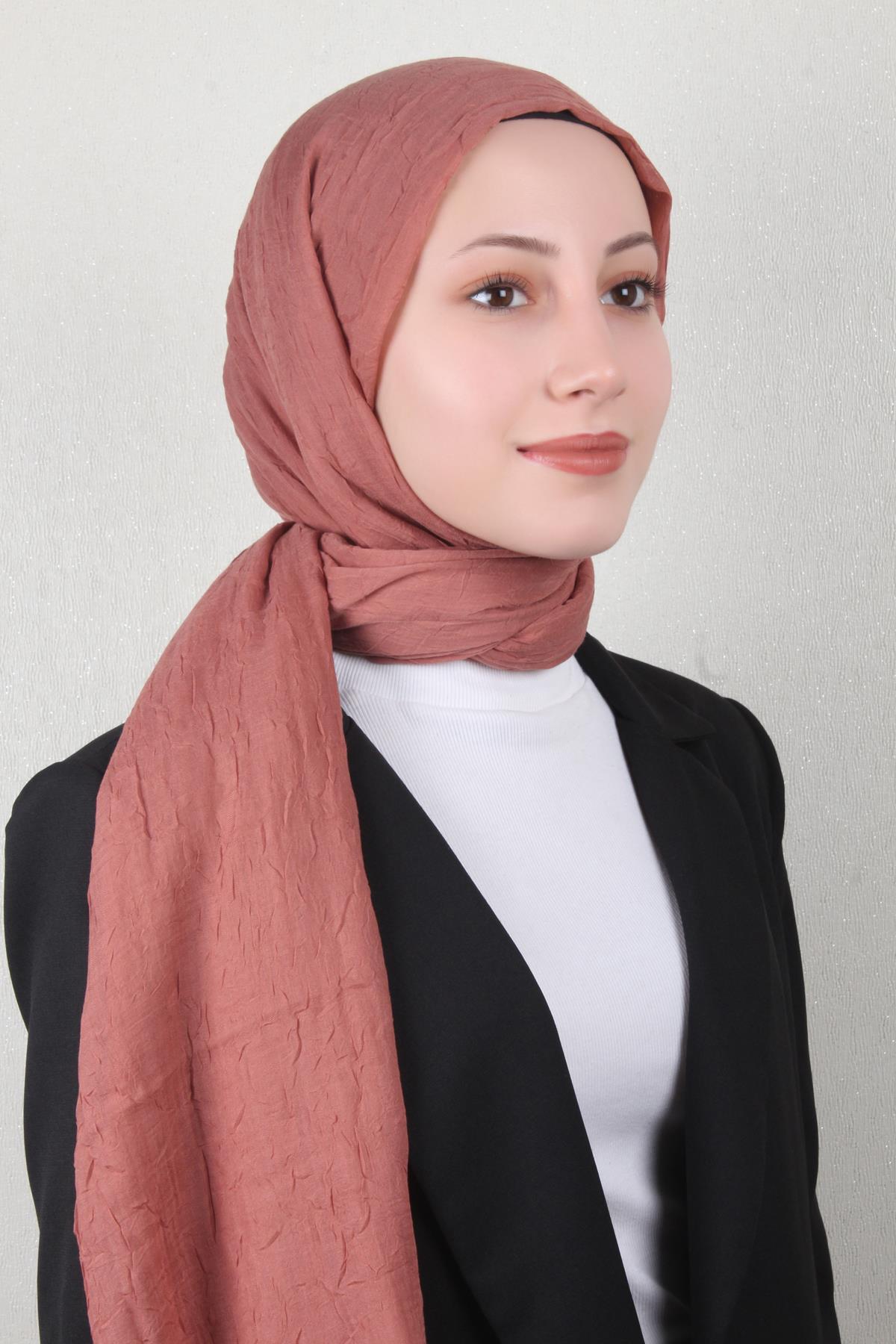 Bambu Kraşlı Şal 2724-17 Kızıl Toprak