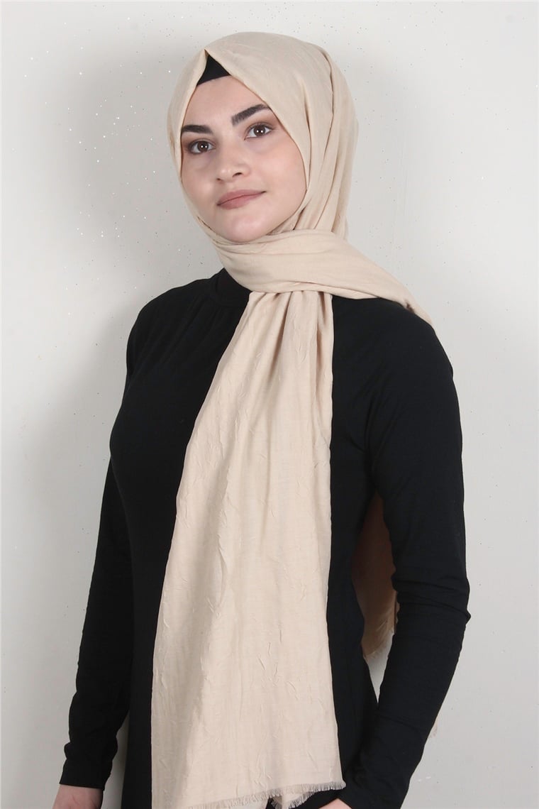 Bambu Kraşlı Şal 2724-20 Krem