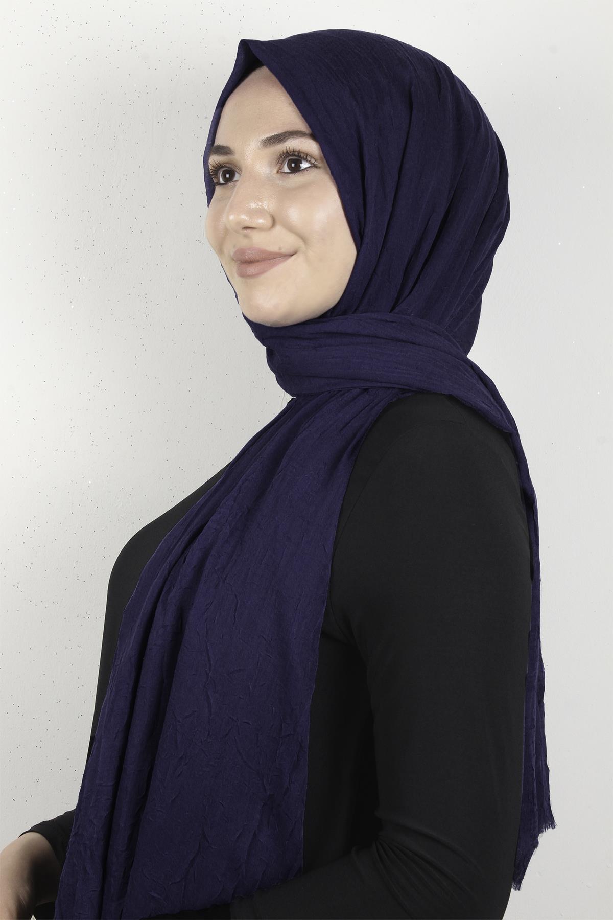 Bambu Kraşlı Şal 2724-41 Morcivert