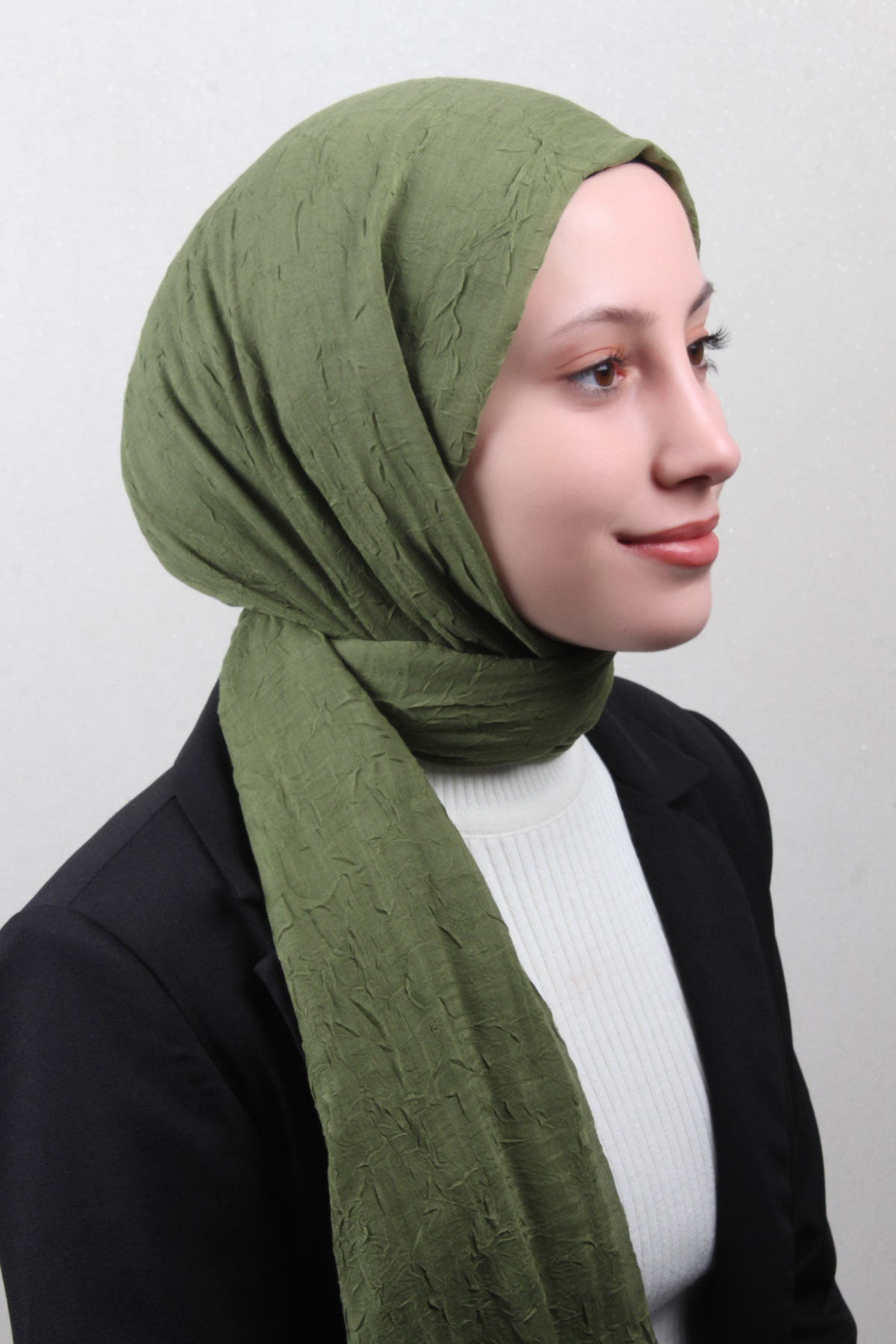 Bambu Kraşlı Şal 2724-44 Yağ Yeşili