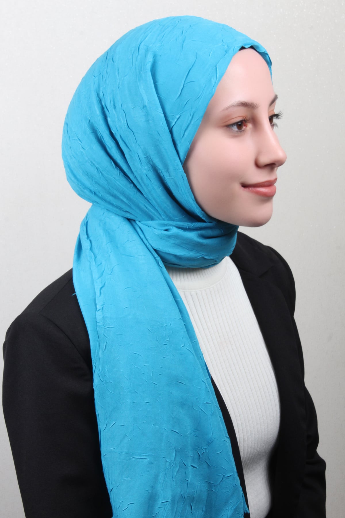 Bambu Kraşlı Şal 2724-56 Mavi