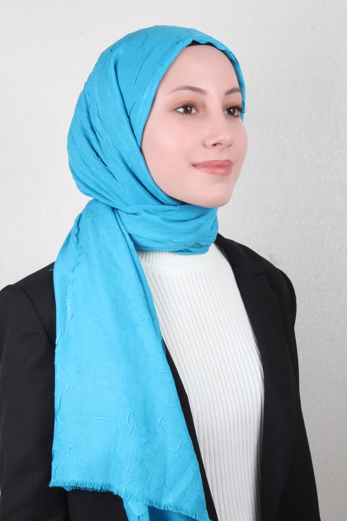 Bambu Kraşlı Şal 2724-56 Mavi