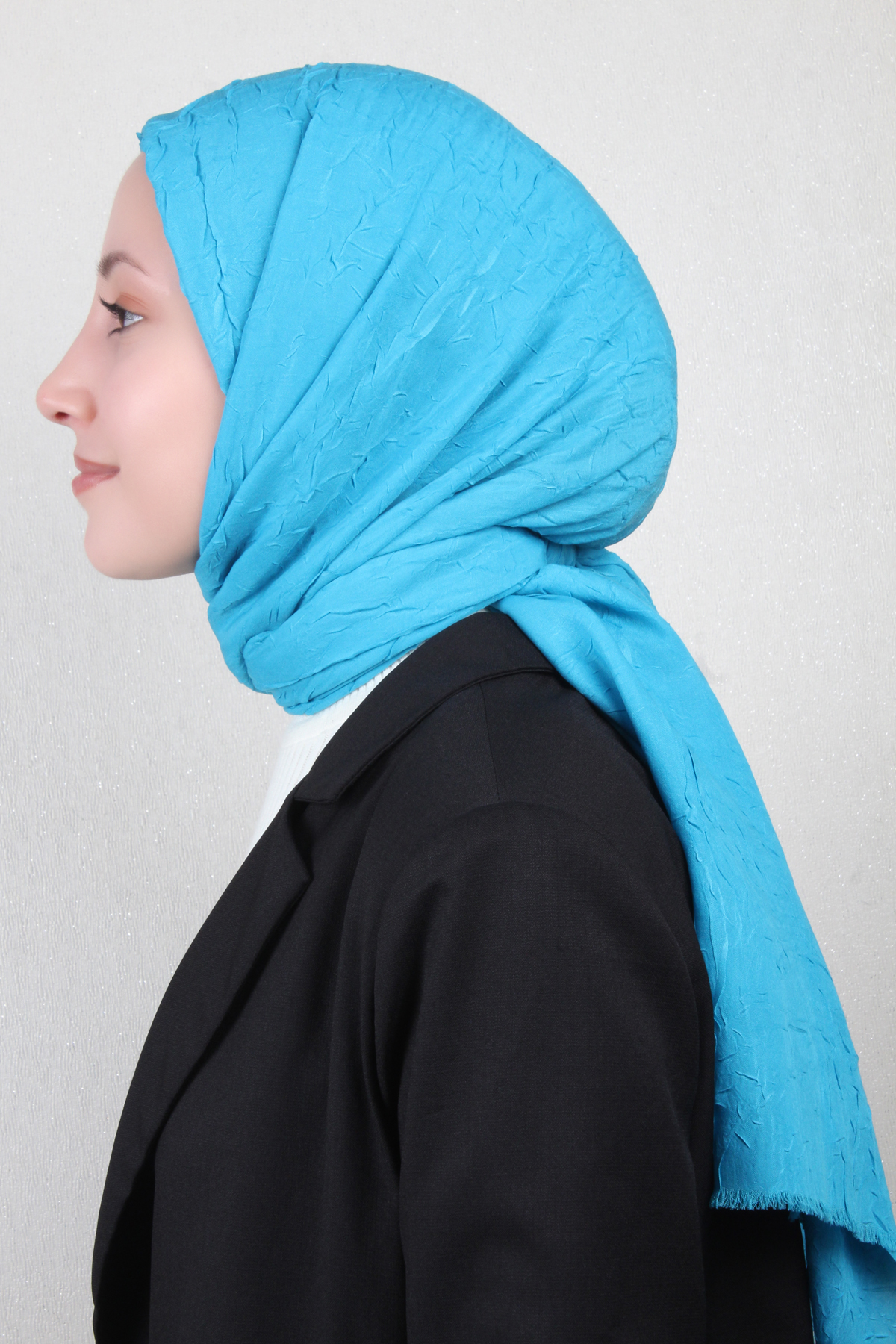 Bambu Kraşlı Şal 2724-56 Mavi