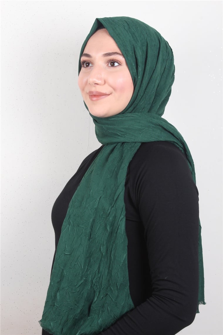Bambu Kraşlı Şal 2724-58 Zümrüt Yeşili