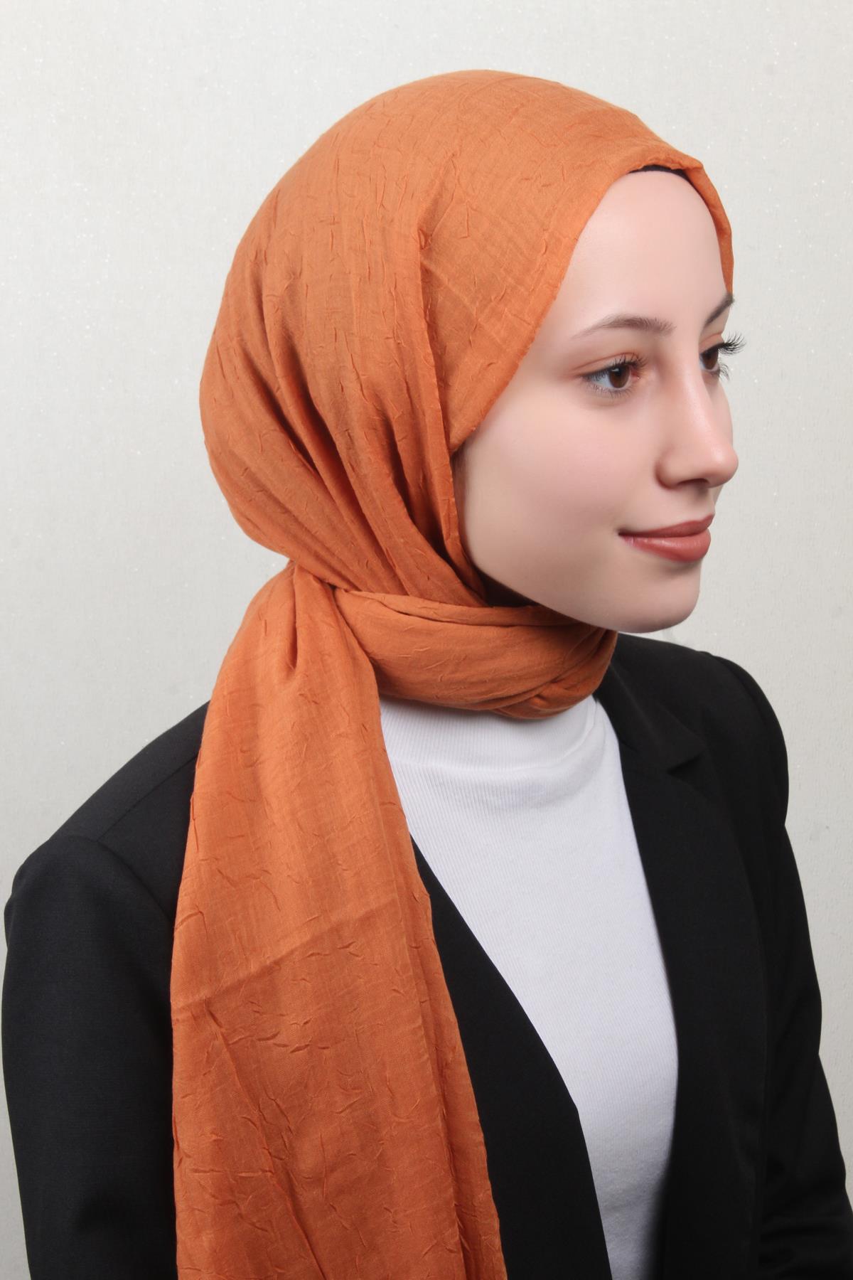 Bambu Kraşlı Şal 2724-67 Turuncu