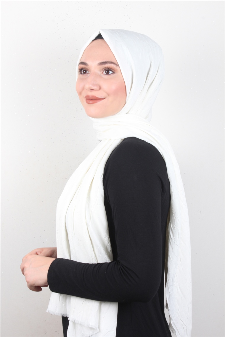 Bambu Kraşlı Şal 2724-76 Ekru