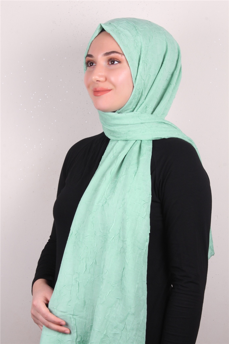 Bambu Kraşlı Şal 2724-97 Su Yeşili